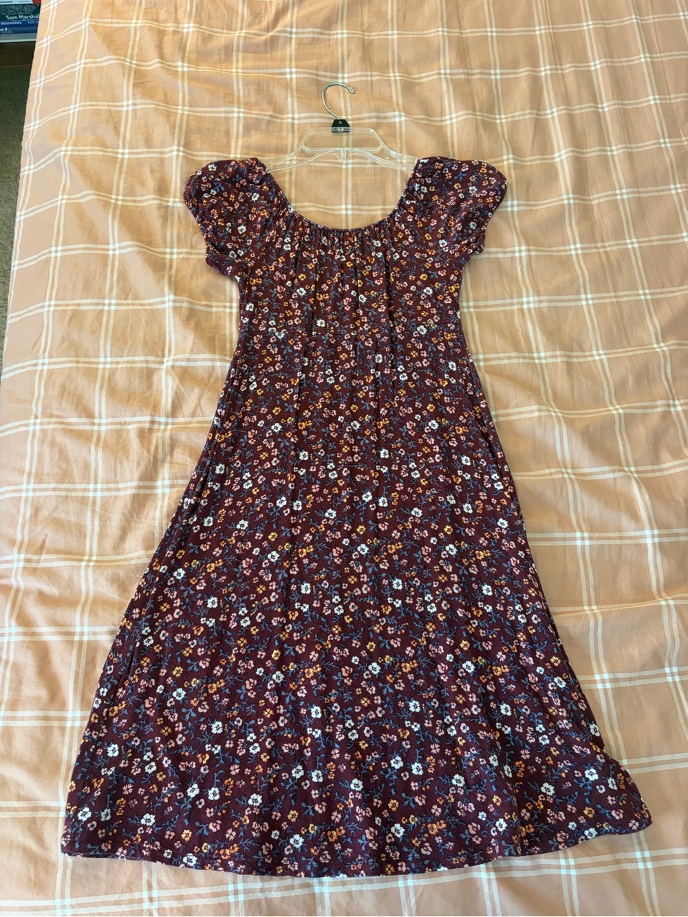 SO Burgundy Floral Puff-Sleeve Casual Dress - Picture 4 of 4
